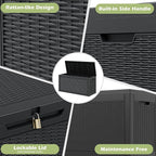 Outdoor Storage Box, Resin Deck Boxes Indoor and outdoor, Waterproof Storage Box Lockable Lid (Black, 70 Gallon) - Image 3