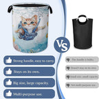 Cute Cat Laundry Basket, Foldable Oxford Cloth Sea Turtle Fish Coral Laundry - Image 3