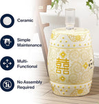 JONATHAN Y TBL1013B Double Happiness 18" Chinoiserie Ceramic Drum Indoor/Outdoor Garden Stool Bohemian, Coastal, Classic, Cottage,Traditional, Patio, Garden, Bathroom, Living Room, Yellow/White - Image 4