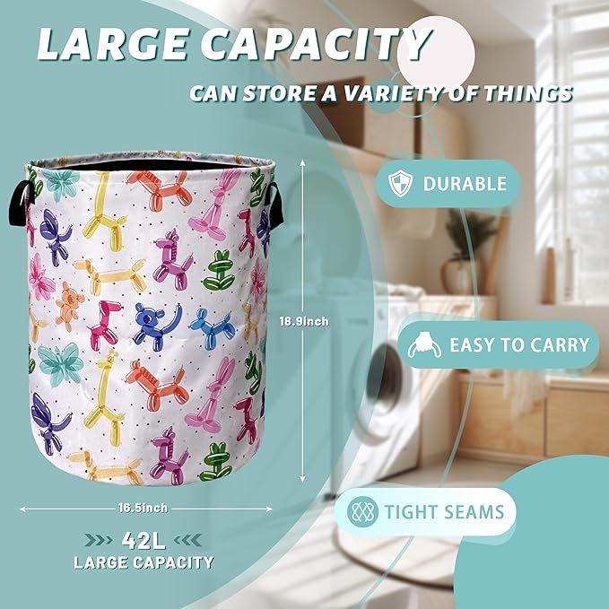 Colorful Dogs Pattern Laundry Basket Foldable - Image 2