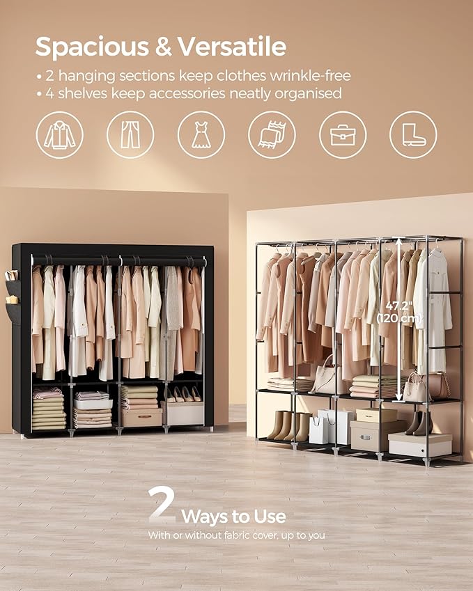SONGMICS Portable Closet, Wardrobe Closet Organizer - Image 4
