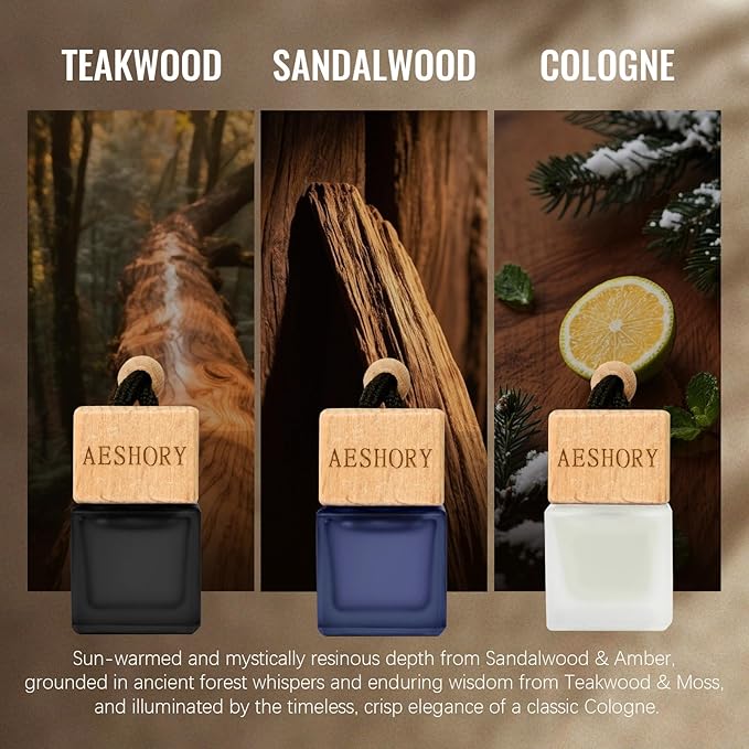 Aeshory Car Air Freshener Hanging 3 Pack – Wood Car Freshener - Image 2