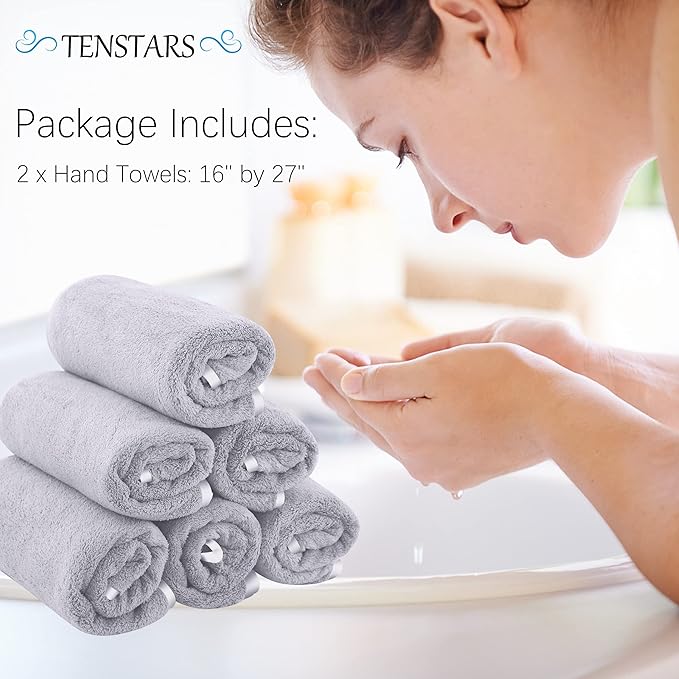 TENSTARS Silk Hemming Hand Towels - Image 2