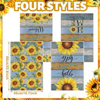 Bencailor 4 Pcs Sunflower Kitchen Towels Farmhouse Wood Grain Hand Dish Towels - Image 3