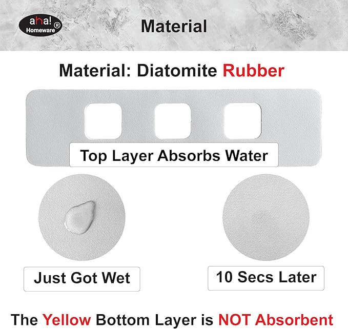 Faucet Mat Bathroom Sink 3-square-hole : AHA HOMEWARE Diatomite Rubber Bathroom - Image 4