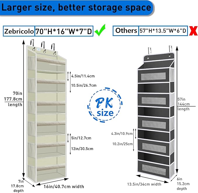 over the door organizer, Solid Bamboo Board 6-Tier Heavy Duty 75LB, 12 Side - Image 2