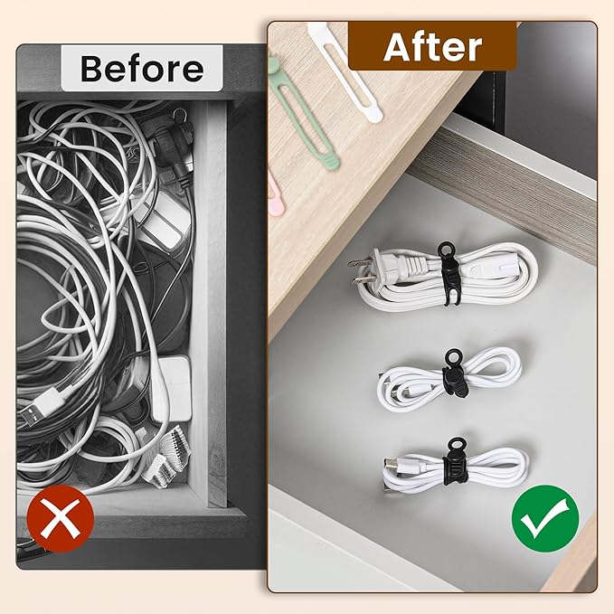 30 Pcs Silicone Cable Ties, Reusable Data Cable Organizer Wire Organizers - Image 3