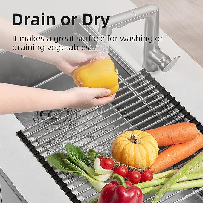 NEZUIBAN Dish Drying Rack with Roll Up and Over Sink - Image 3