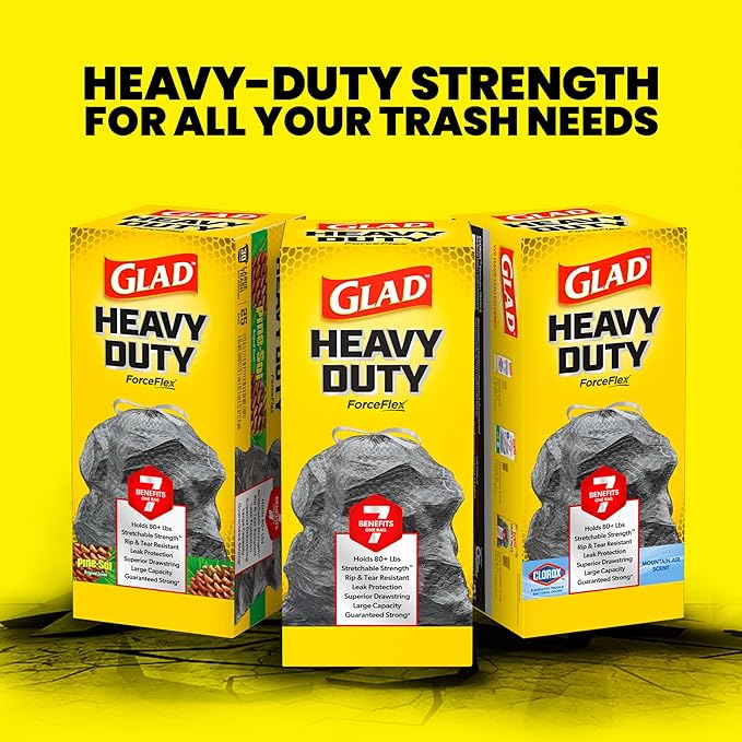 Glad Large 30 Gallon Trash Bags, Unscented Heavy Duty Garbage Bags, Forceflex - Image 9