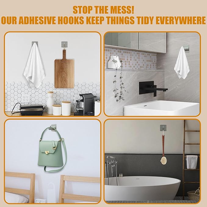 6 Pcs Adhesive Wall Hooks for Hanging - Image 4