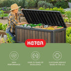 Keter Signature Collection 92 Gallon Resin Deck Box Organization and Storage Box for Patio Outdoor Cushions, Throw Pillows, Garden Tools and Pool Supplies, Walnut - Image 11