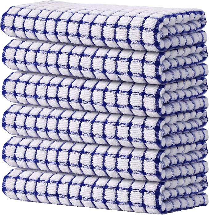 Kitinjoy Cotton 6 Pack Terry Kitchen Towels, 16 x 25 Inches Super Soft and by Kitinjoy