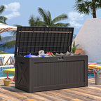 Patiowell 120 Gallon Large Deck Box, Outdoor Lockable Storage Box for Gardening Tools, Waterproof Deck Box for Patio Furniture, Black - Image 8