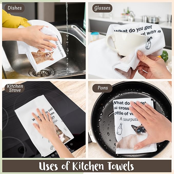 R HORSE 5Pcs Cats Kitchen Towels Set - Image 5