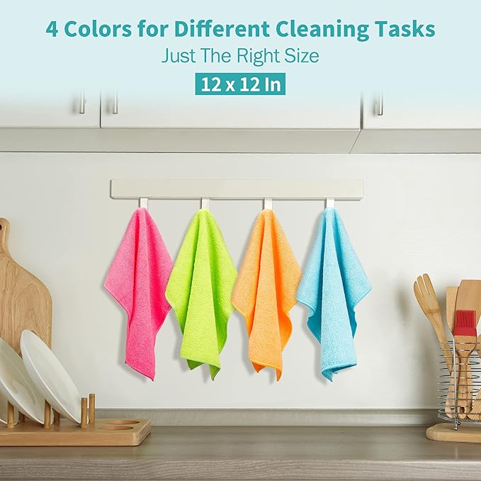 HOMERHYME Microfiber Cleaning Cloth, 20 Pack Cleaning Rags, Washable Reusable - Image 2