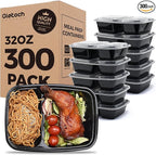 Glotoch Express 300 Pack 32oz Black 2 Compartment Square Meal Prep Containers by GlotochExpress