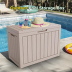 45 Gallon Outdoor Deck Box, Lockable Waterproof Outdoor Storage Boxes For Garden Tools,Indoor Cushions,Accessories Outside Storage Resin Weatherproof Container(Grey) - Image 2