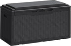 Greesum 100 Gallon Resin Deck Box Large Outdoor Storage Boxes with Cushions for Garden Tools, Patio Furniture Pillows, Pool Supplies, Black by BuynowfromGreesum