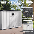 Devoko Outdoor Storage Cabinet 26 Cu Ft with Lockable Doors, Horizontal Storage Shed Waterproof Patio Tools Storage Box for Sofa Cushions, Gardening Tools and Accessories (White) - Image 5