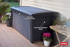 Keter Outdoor Storage Deck Box for Patio, Backyard & Garden, Borneo, 110 Gal, Grey - Lockable, Organizing, and Waterproof Plastic Container Bench - Image 5