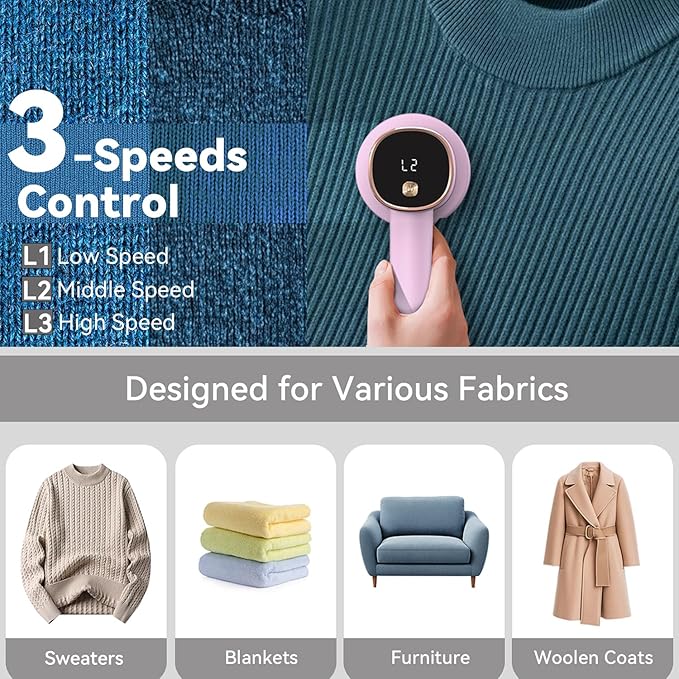 Rechargeable Fabric Shaver for Clothes: 6-Leaf Blades & 3 Speeds to Remove - Image 3