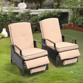 YITAHOME Outdoor Recliner Chair, 2-Piece Patio Adjustable Wicker Reclining Lounge Chairs, Dual-use Rattan Furniture Set with Soft Thick Cushions, Extended Footrest, Flip Back, Brown & Beige by YITAHOME