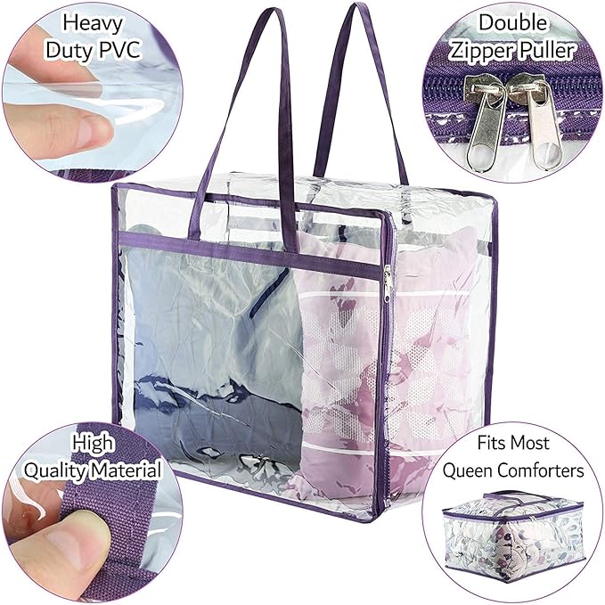 Clear Vinyl Zippered Storage Bags 40L Sturdy Storage Bags - Image 2