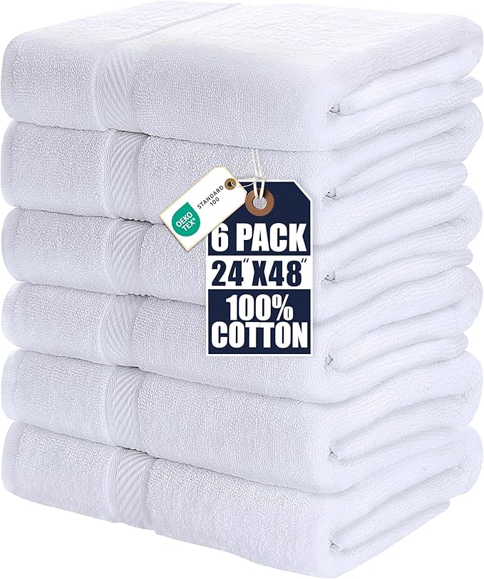 Utopia Towels 6 Pack Medium Bath Towel Set, 24 by 48 Inches, 500 GSM 100% Ring by UTOPIATOWELS