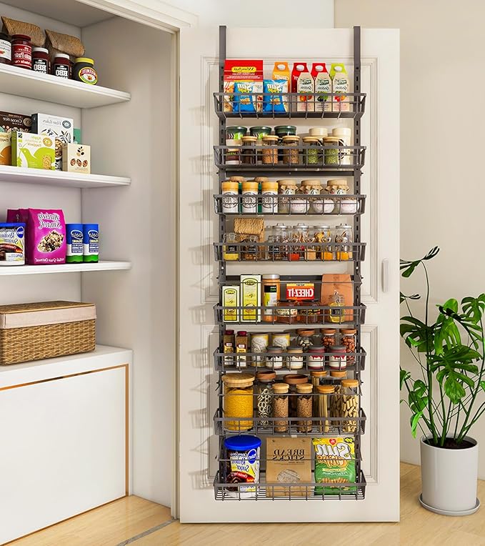 Over The Door Pantry Organizer, Wall Mount Spice Rack, Pantry Hanging Storage by Mefirt