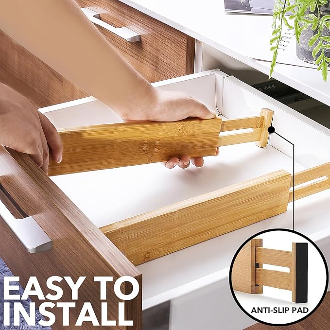 SpaceAid 4 Pack Bamboo Drawer Dividers - Image 6