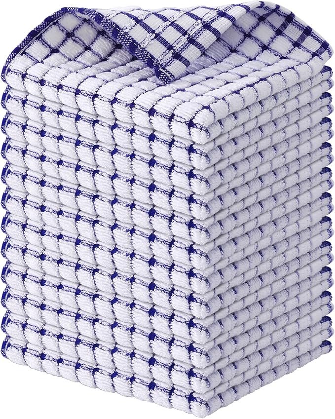 Kitinjoy Cotton 12 Pack Terry Kitchen Dish Cloths, 12 x 12 Inches Super Soft by Kitinjoy