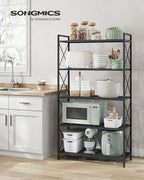 SONGMICS 5-Tier Metal Storage Rack, Shelving Unit with X Side Frames, Dense Mesh, 12.6 x 31.5 x 57.3 Inches, for Entryway, Kitchen, Living Room, Bathroom, Industrial Style, Ink Black UBSC185B01 - Image 4
