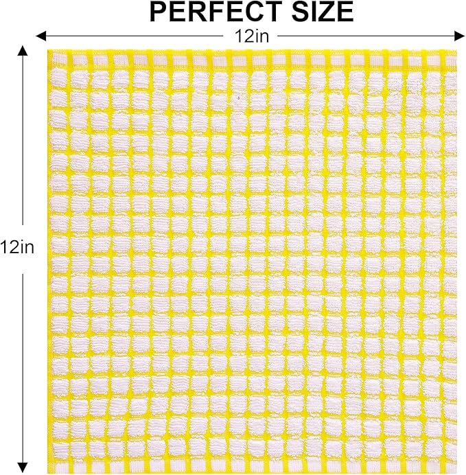 Kitinjoy Cotton 12 Pack Terry Kitchen Dish Cloths, 12 x 12 Inches Super Soft - Image 6