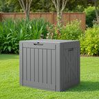 JUMMICO 42 Gallon Deck Box Waterproof, Resin Outdoor Storage Box with Side Handles, Outdoor Storage Benches Lockable for Patio Cushions and Garden Tools (Gray) - Image 6