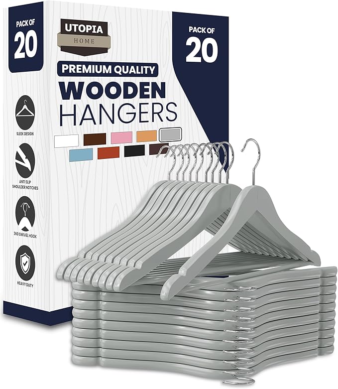 Utopia Home Premium Wooden Hangers 20 Pack by UTOPIAHOME