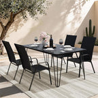 JEAREY Patio Dining Chairs Set of 4, Outdoor Stackable Dining Furniture Set, All Weather Dining Set for Lawn, Garden, Backyard, Poolside, Black - Image 2