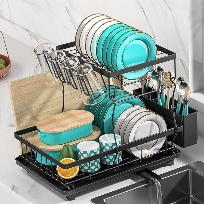 MERRYBOX Dish Drying Rack Large Capacity 2 Tier Dish Drying Rack by MERRYBOX