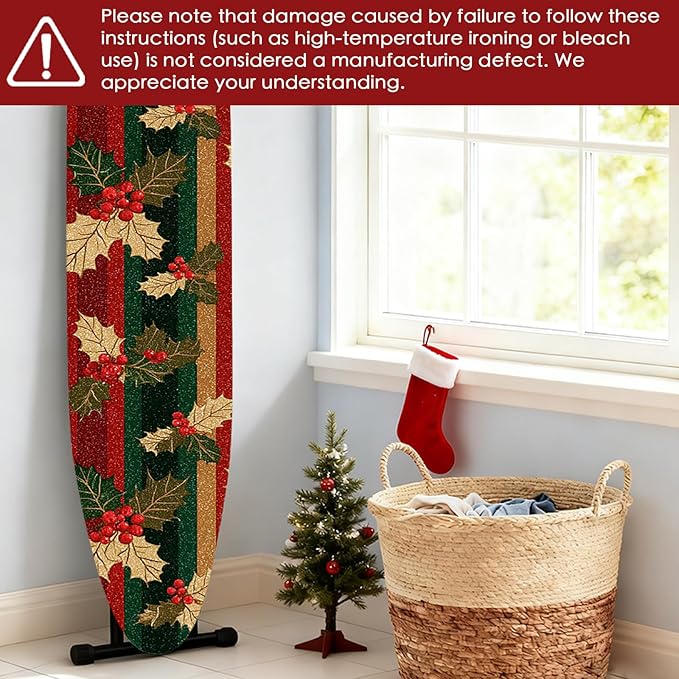 Nuxovilar Ironing Board Cover Winter Holly Pattern Polyester 15x54 Inches - Image 6