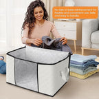 Fab totes 3 Pack Clothes Storage, Foldable Thick Fabric Blanket Storage Bags - Image 3