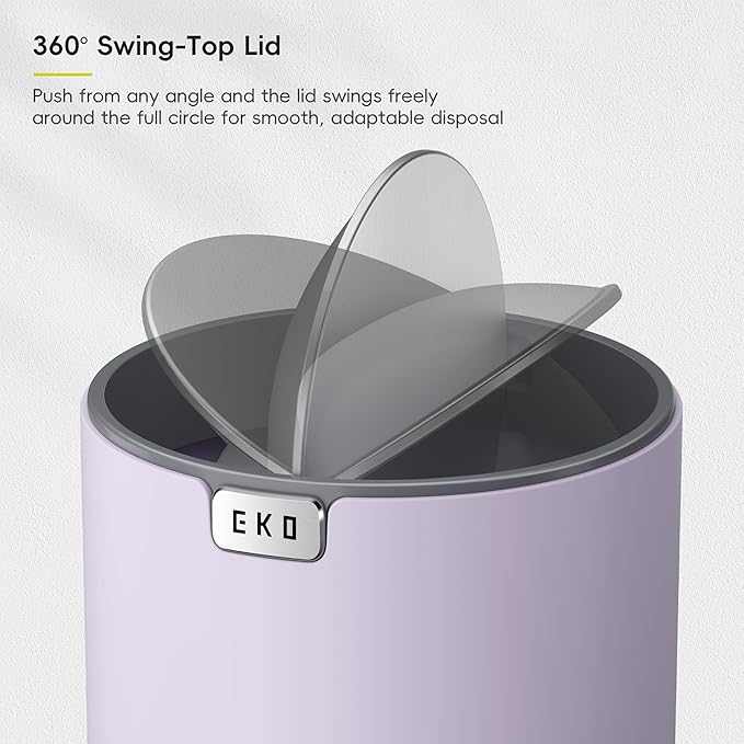 EKO Mini Desk Trash Can with Swing-Top Lid 0.4 Gallon Small Table Round - Image 4