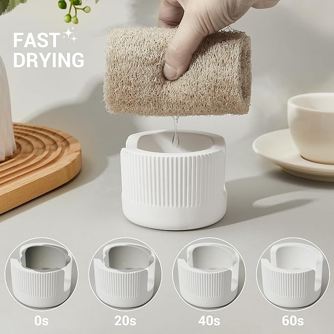 Diatomite Sponge Holder for Kitchen Sink Counter- Quick Drying, Fast Water - Image 3