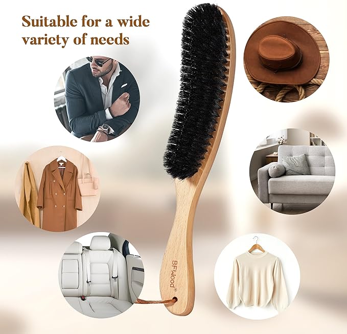 BFWood Clothes Brush, Boar Bristle Hat Brush Lint Brush - Image 5