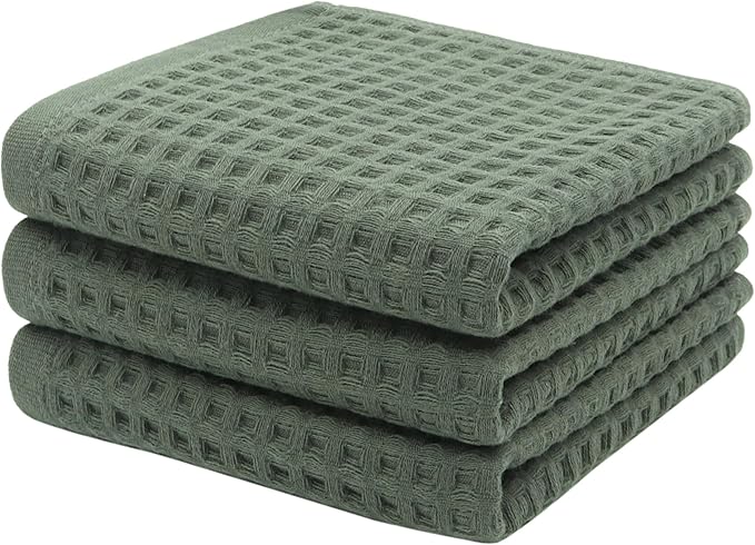 Mia's Dream Premium Cotton Waffle Bathroom Towel Set, 3 Pack Quick Drying by MiasDream