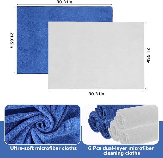 6 Pcs Extra Large Microfiber Cleaning Cloth Reusable Microfiber Towels Thick - Image 2
