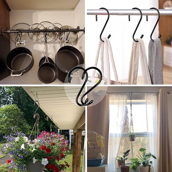 12 Pack 4-1/2 Inch S Hooks, Large Vinyl Coated Closet Hooks Non Slip Heavy Duty - Image 6