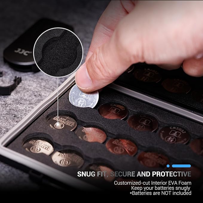 JJC CR2032 Battery Case Holder Storage, Water-Resistant Anti-Shock, Coin Cell - Image 2