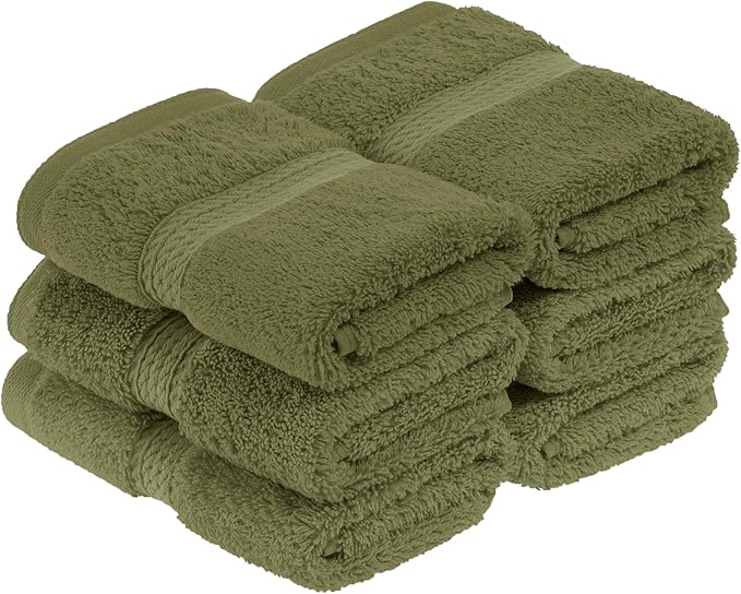 Superior Solid Egyptian Cotton Face Towel Set, Forest Green by SUPERIOR