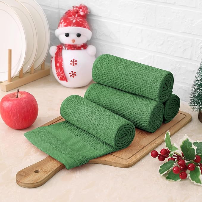 Homaxy 100% Cotton Waffle Weave Kitchen Towels, 13 x 28 Inches Super Absorbent - Image 2