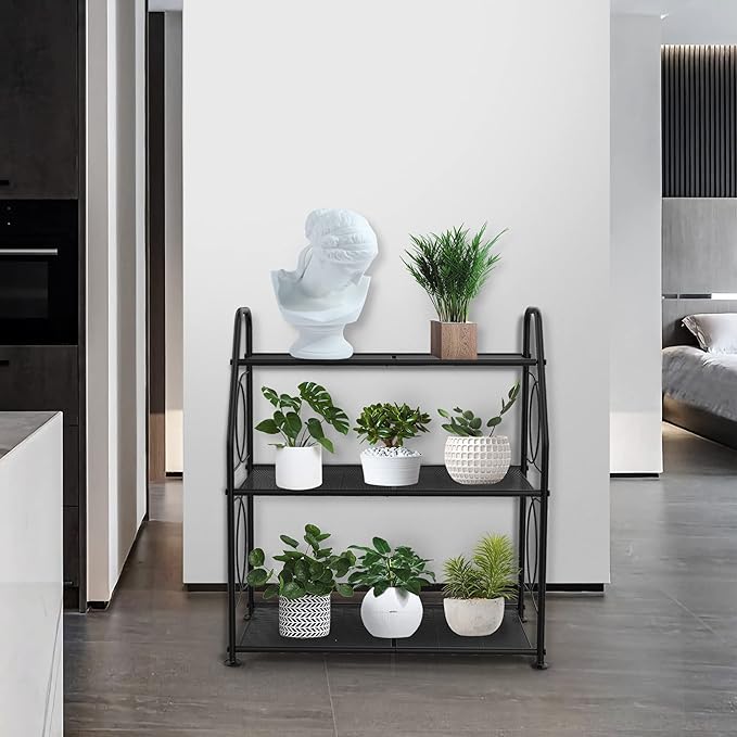 Plant Stand, 3 Tier Plant Shelf for Indoor Outdoor, Heavy Duty Metal Outdoor Plant Stand Holder Rack for Living Room Balcony and Garden, Black - Image 5