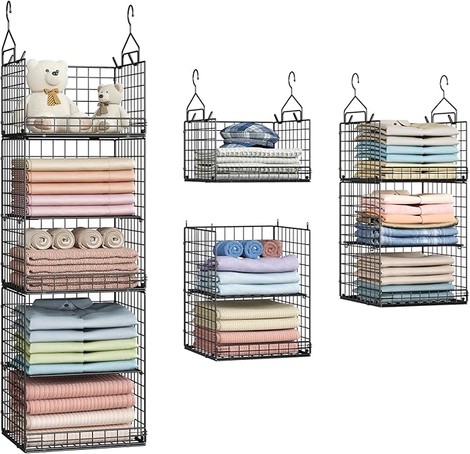 5 Tier Closet Hanging Organizer and Storage Separable Hanging Closet Shelves by Yuyetuyo